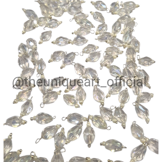 White Drop Hanging Beads 6x8mm