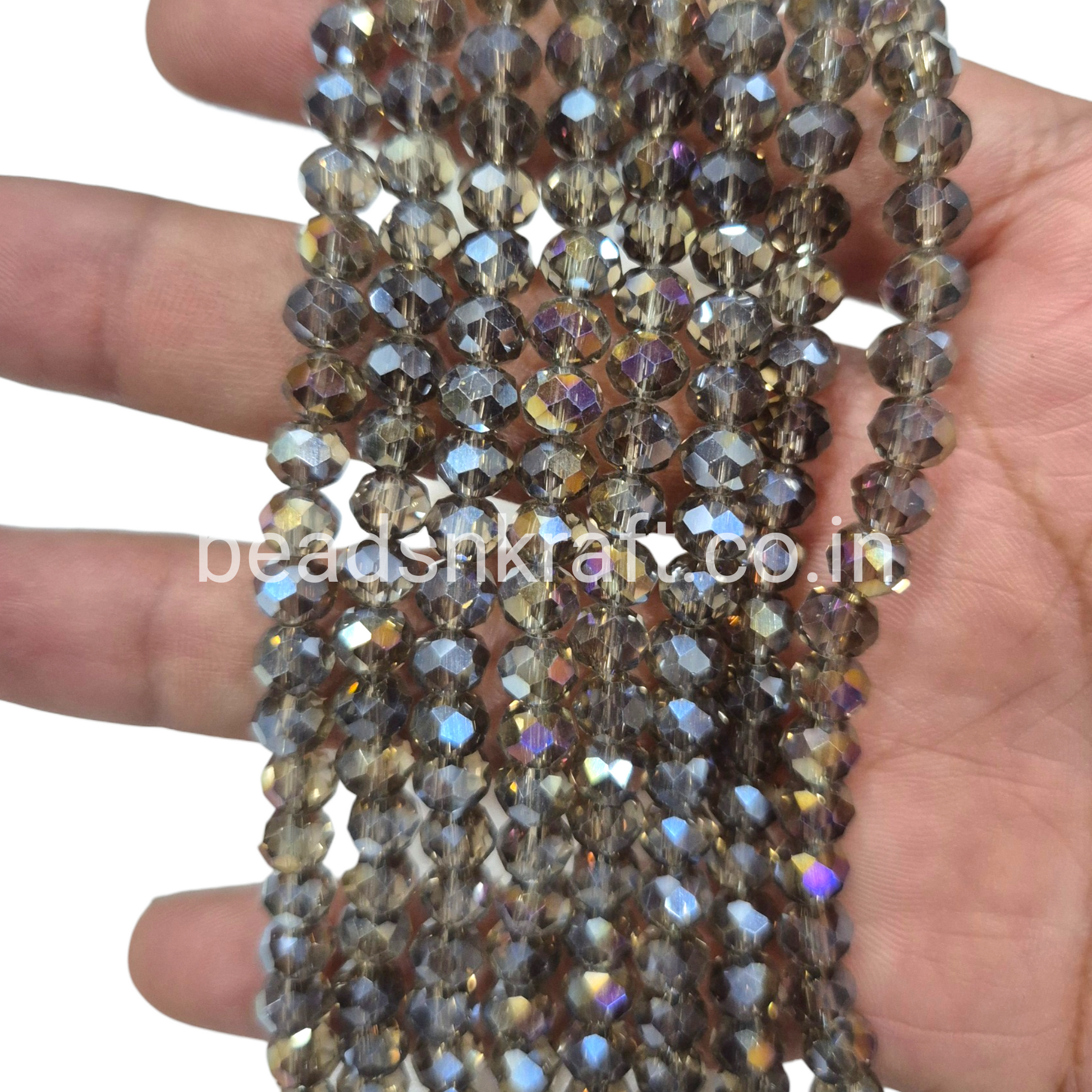 Grey AB 6mm Round Crystal Beads