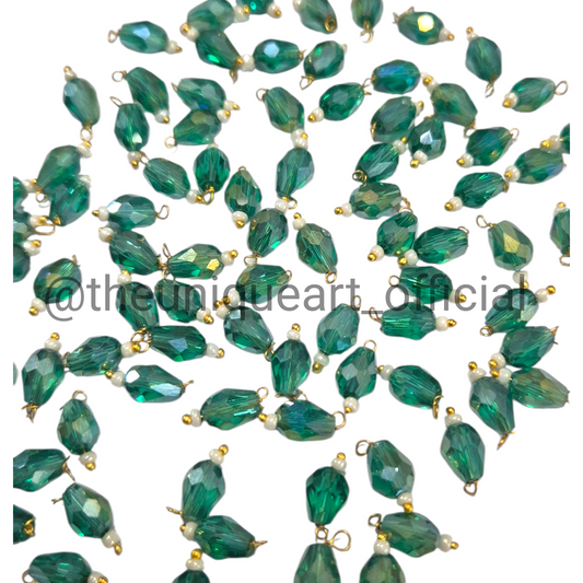 Emerald Green Drop Hanging Beads 6x8mm